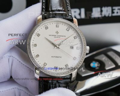 Copy Vacheron Constantin Watches 41mm - White Diamond Dial With Diamond Bezel 